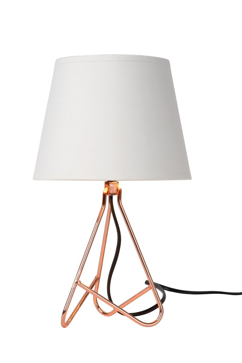 Gitta 30cm Kopper bordlampe Fra Lucide - Lampeskjermen danner en harmonisk helhet med den elegante basen den hviler på.