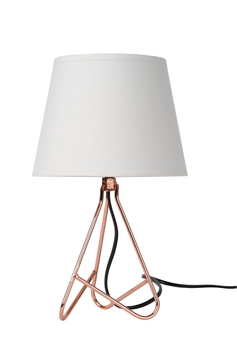 Gitta 30cm Kopper bordlampe Fra Lucide - Lampeskjermen danner en harmonisk helhet med den elegante basen den hviler på.