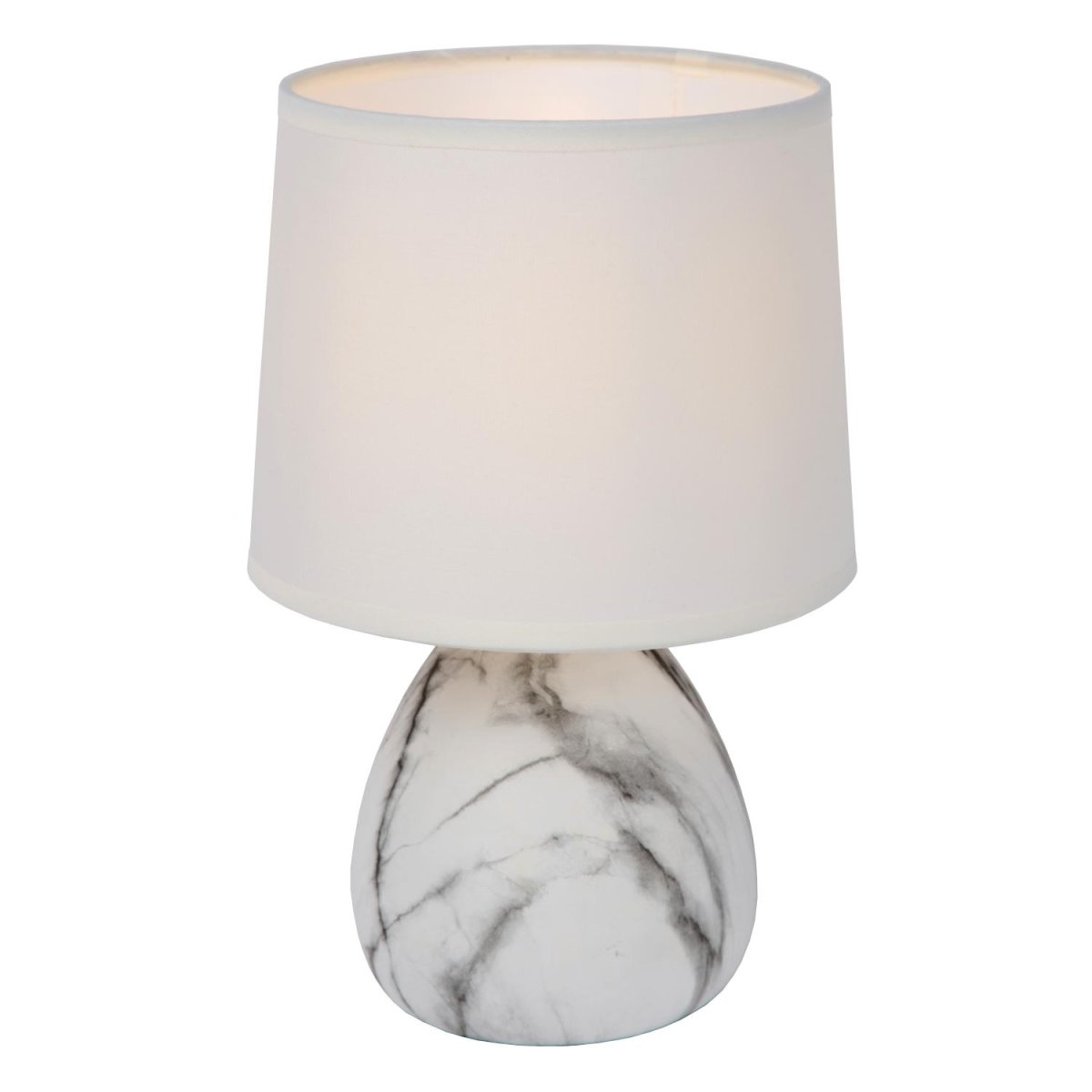 Marmo 25cm Hvit bordlampe Fra Lucide - Til tross for sin beskjedne st&oslash;rrelse p&aring; 26 cm i h&oslash;yden og en bredde p&aring; 16 cm gir Marmo en f&oslash;lelse av storhet til hjemmet ditt.