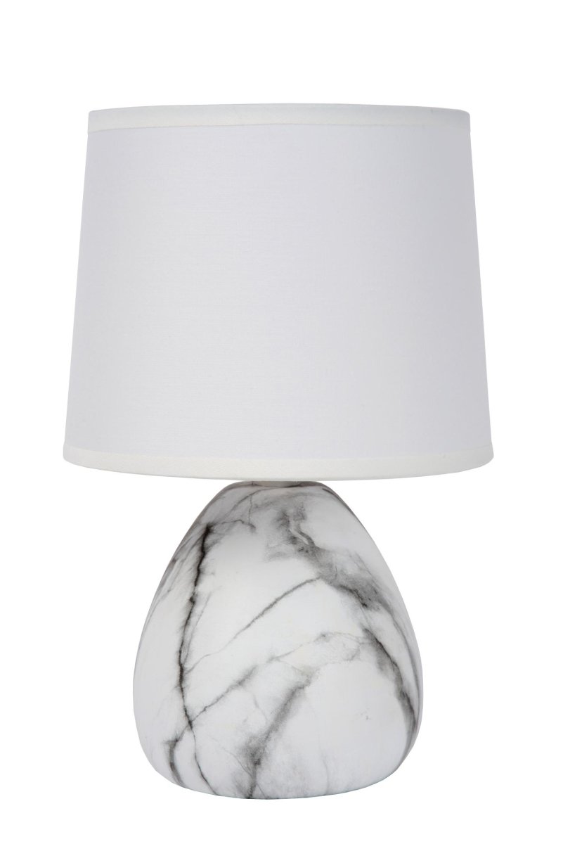 Marmo 25cm Hvit bordlampe Fra Lucide - Til tross for sin beskjedne st&oslash;rrelse p&aring; 26 cm i h&oslash;yden og en bredde p&aring; 16 cm gir Marmo en f&oslash;lelse av storhet til hjemmet ditt.