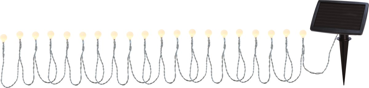 Globini Hvit solcellelampe Fra Star Trading - Separat panel som lar deg plassere løkken i skyggen og panelet på det solrike stedet.