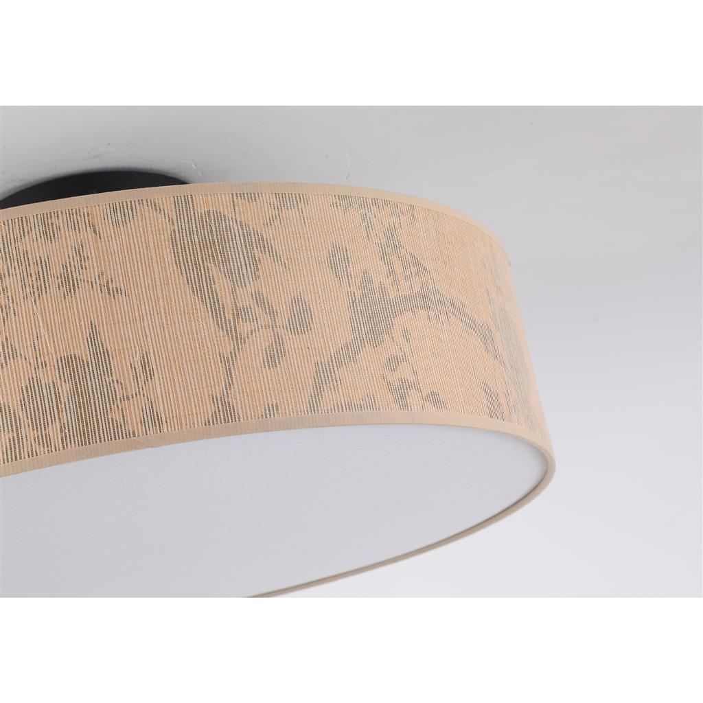 Isla Ø55 Lys brun plafond Fra Searchlight - Isla er en vakker taklampe med en skjerm laget av miljøvennlig resirkulert papir og dekorert med et mykt bladmønster i naturlige toner – perfekt for å skape en varm og beroligende atmosfære.