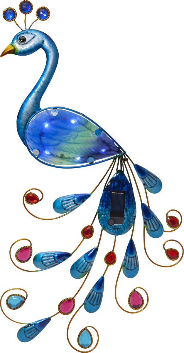 Peacock Flerbruk solcellelampe Fra Star Trading - Solcelledekorasjonen Peacock er en fargerik og dekorativ vegglampe formet som en elegant påfugl.