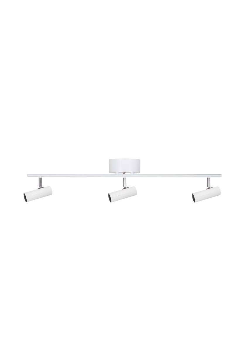Hubble 3 Hvit spotlight Fra Globen Lighting - Hubble er en praktisk spotlight med r&oslash;rformede og riflede aluminiumsskjermer.