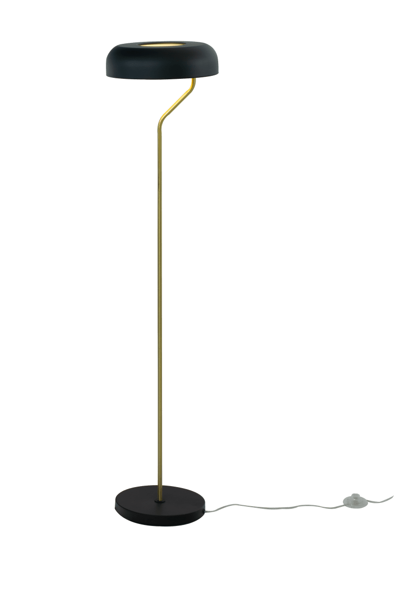 Zoom bilde av Bremen Svart/messing gulvlampe Fra Aneta Lighting - Et stilig og funksjonelt valg for både stuer og soverom.