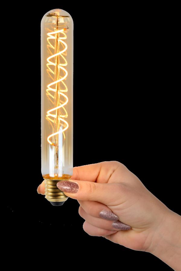 E27 Rørlampe 20cm 4,9W Fra Lucide - LED-lampen har de energieffektive egenskapene til en lavenergilampe og det stilige vintage-utseendet til en gammel lysp&aelig;re.