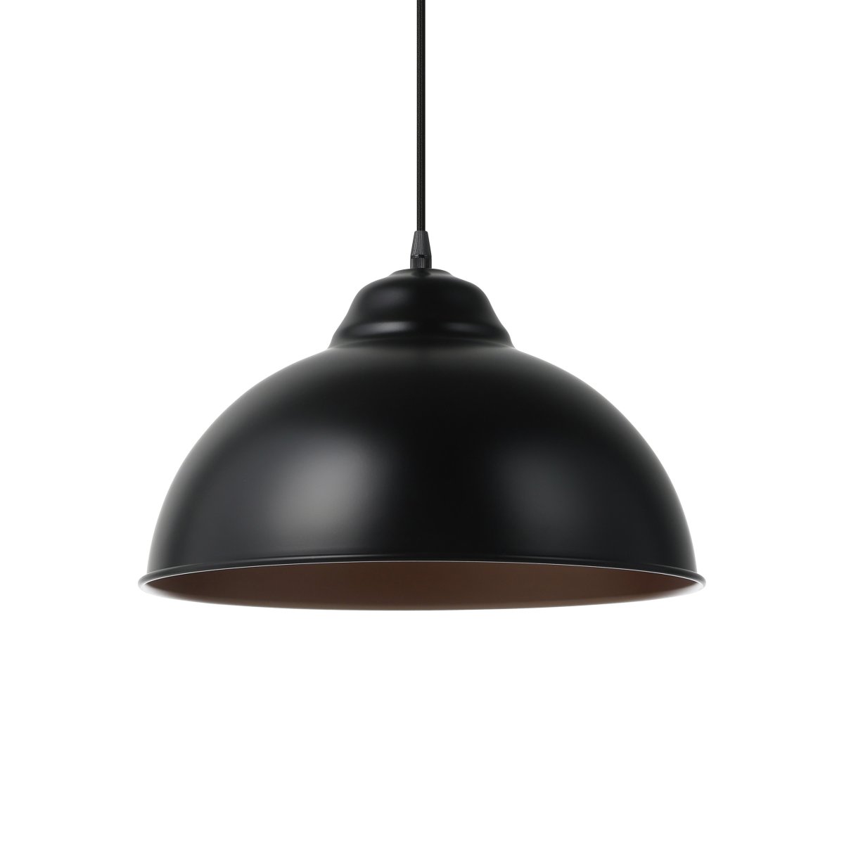 Truro Ø37 Svart Taklampe Fra Eglo - Den svarte skjermen er kombinert med et varmt kobberfarget interi&oslash;r som reflekterer lyset p&aring; en myk og behagelig m&aring;te.