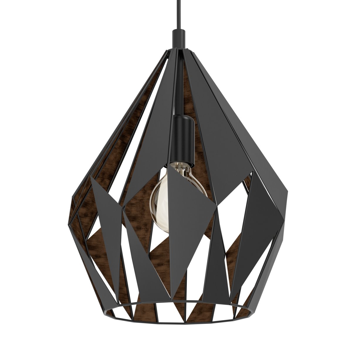 Carlton Ø30 Svart Taklampe Fra Eglo - Det svarte ytterstoffet er kombinert med et kobberfarget indre som gir et varmt og stemningsfullt lys.