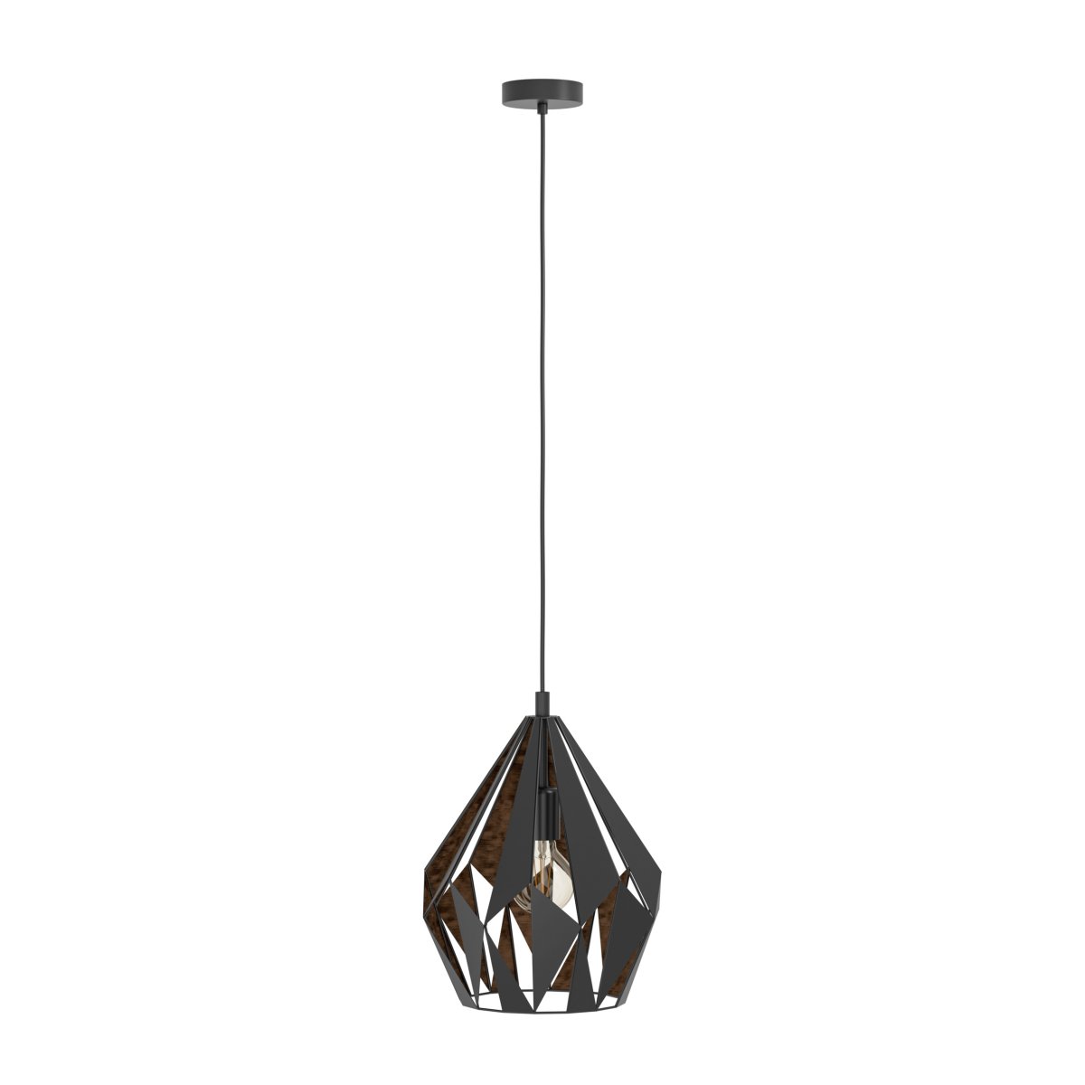 Carlton Ø30 Svart Taklampe Fra Eglo - Det svarte ytterstoffet er kombinert med et kobberfarget indre som gir et varmt og stemningsfullt lys.
