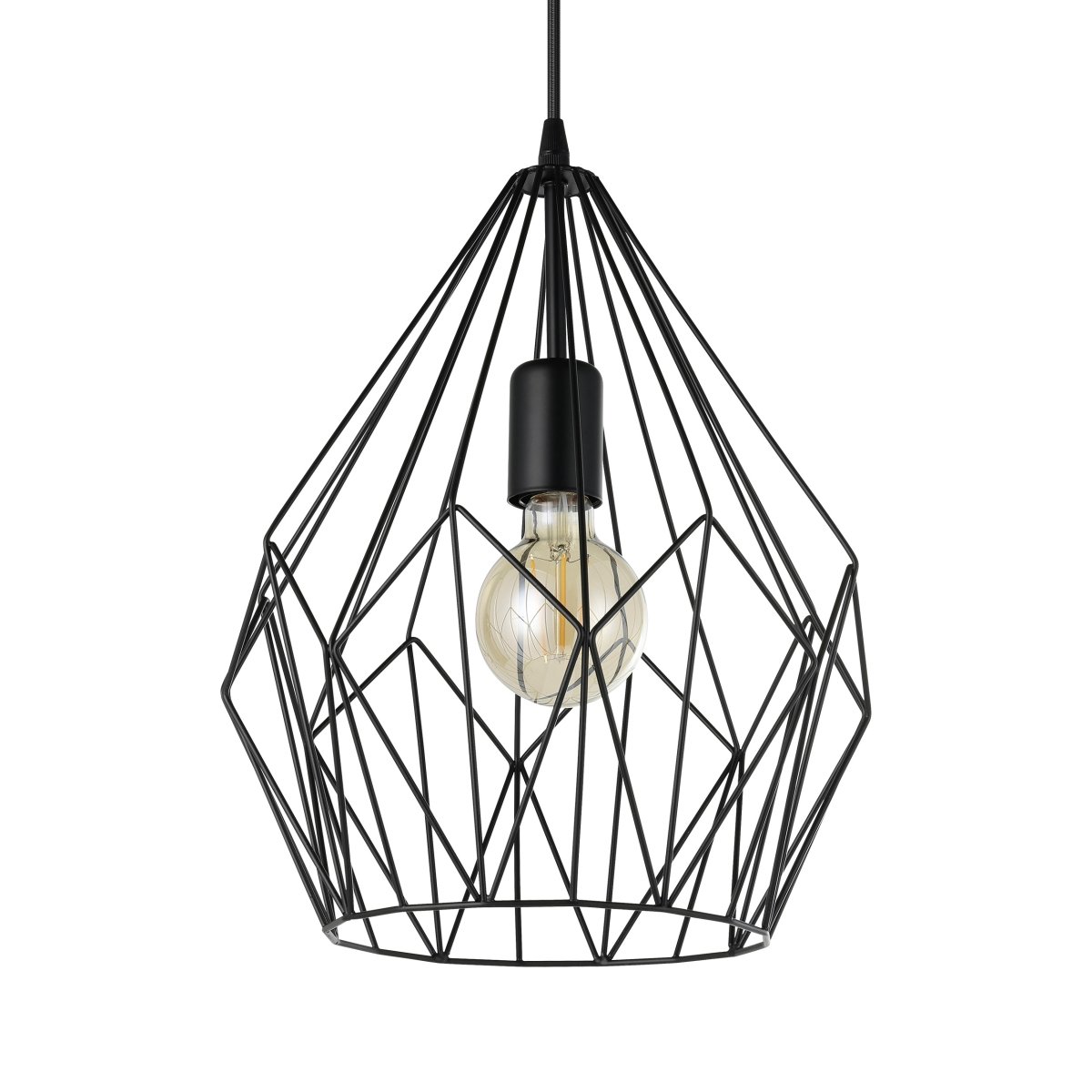 Carlton Ø30 Svart Taklampe Fra Eglo - Den &aring;pne designen setter lyskilden i fokus og skaper et dekorativt lysspill i rommet.