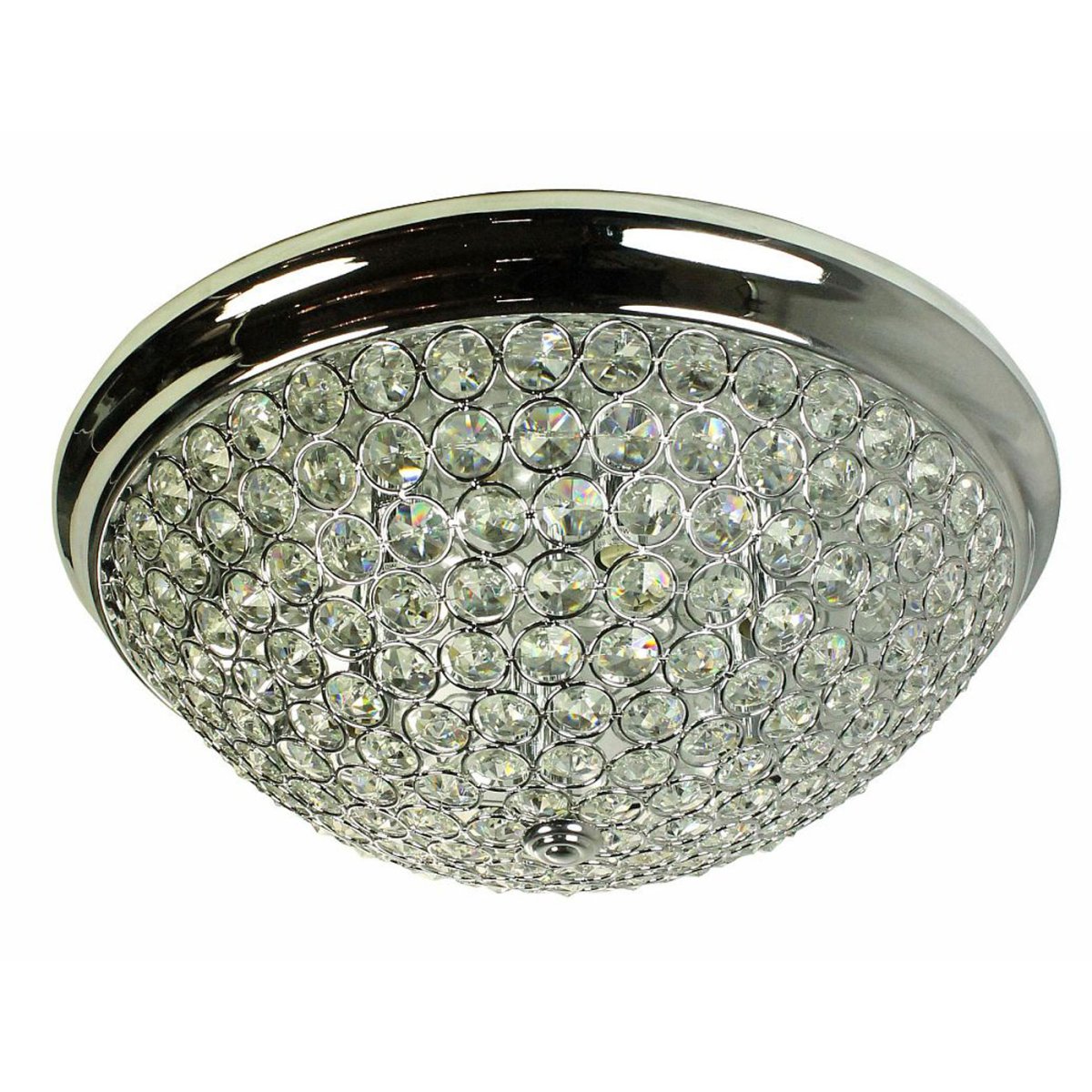 Plafond kristall Ø46 Krom plafond Fra Oriva - Med sine glitrende krystaller og polert kromramme reflekterer den lyset på en fortryllende måte og skaper en luksuriøs atmosfære.