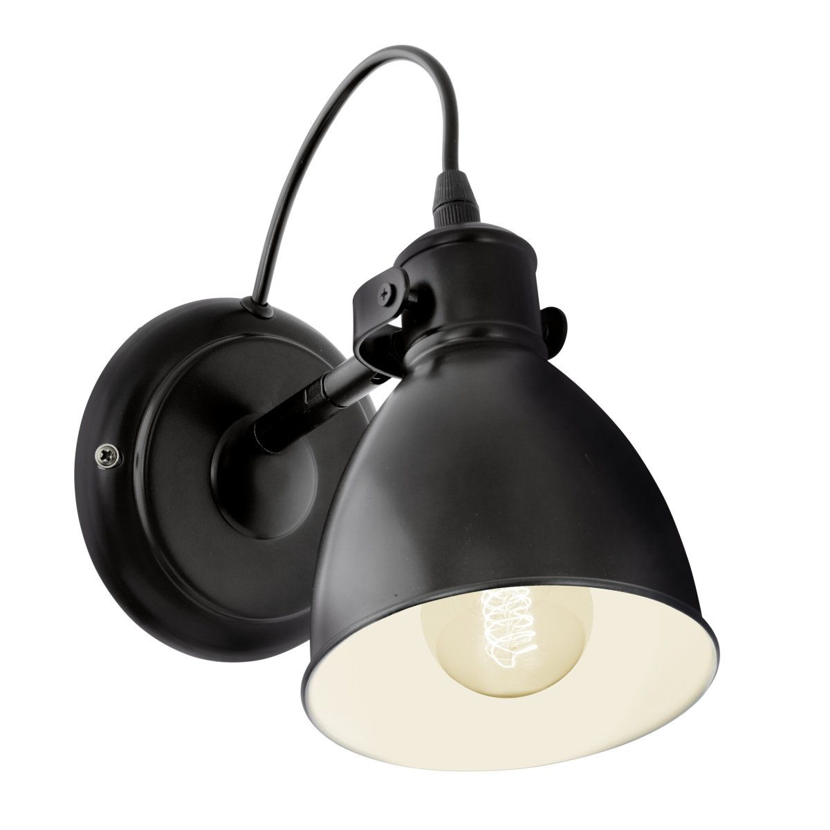 Priddy 22cm Svart vegglampe Fra Eglo - Priddy vegglampe er en stilig lampe i svart metall med et klassisk industridesign.