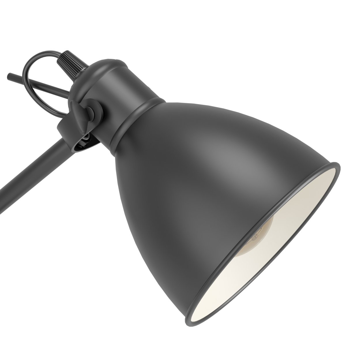 Priddy Svart gulvlampe Fra Eglo - Den hvite innsiden av skjermen gir et mykt og behagelig lys, mens lampen blir en stilig detalj i rommet.