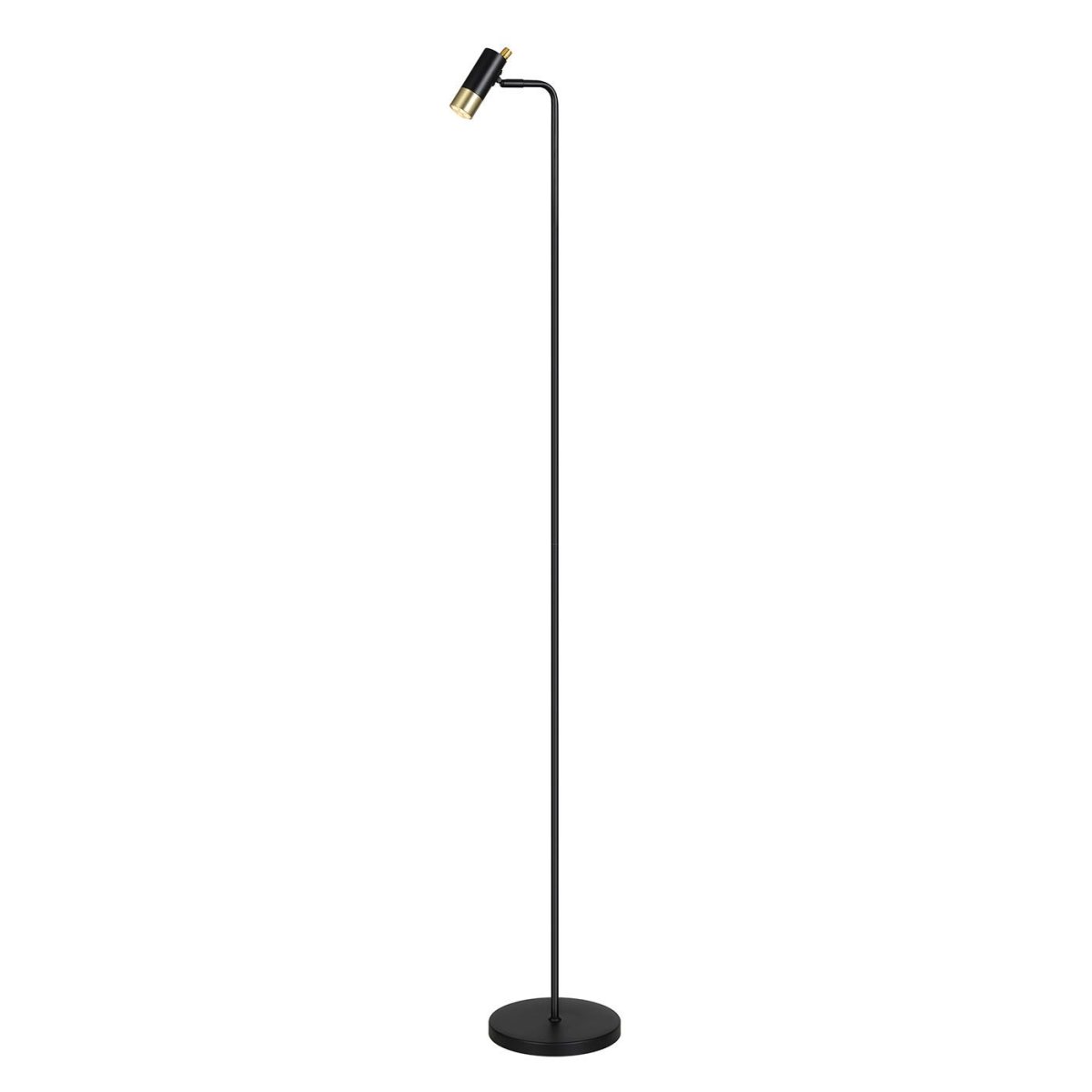 Zoom bilde av Mini Svart gull gulvlampe Fra Oriva - Strømbryter med innebygd dimmer for enkel håndtering plassert på; rampelyset.