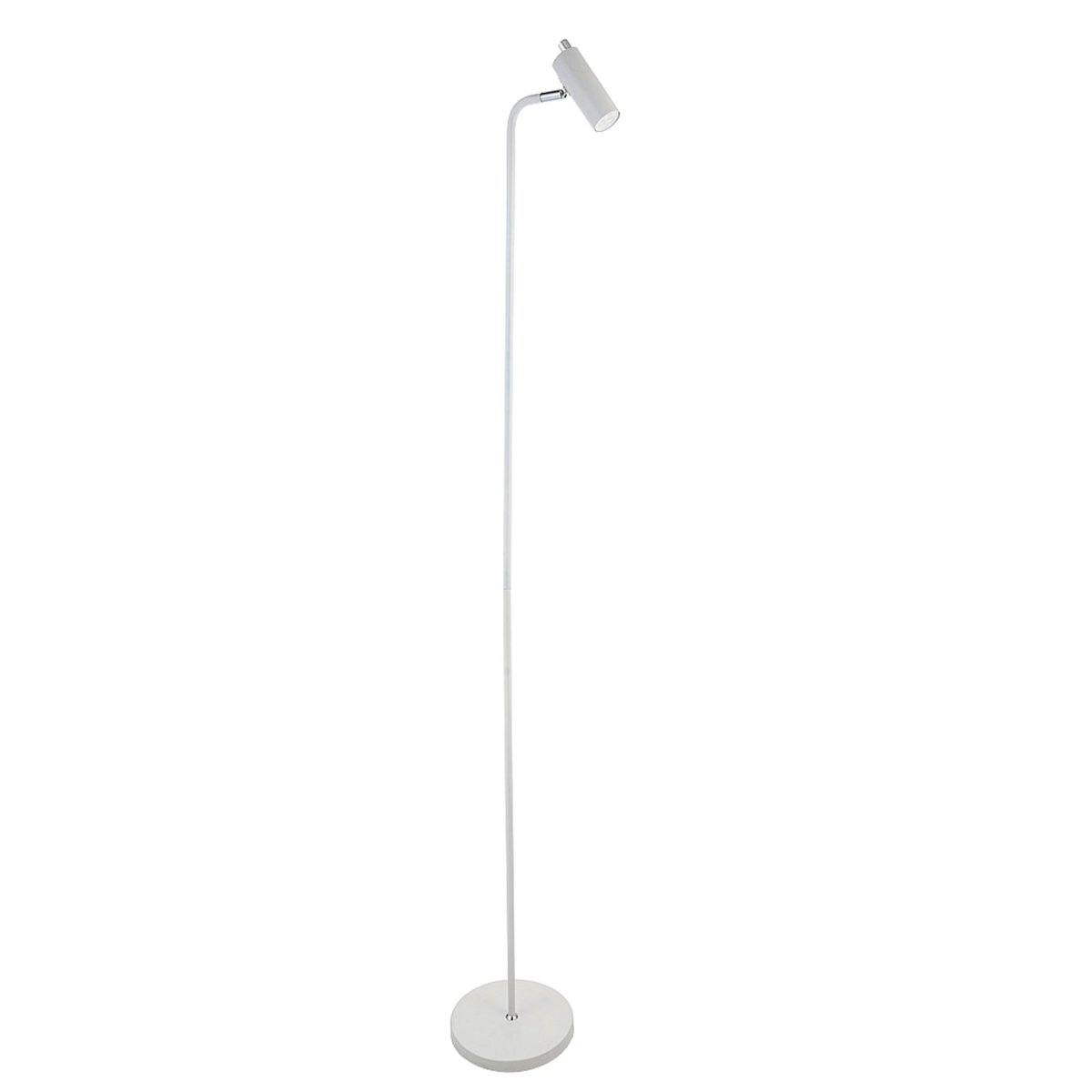 Mini Hvit gulvlampe Fra Oriva - Mini gulvlampe er laget av metall i hvit farge og har en bevegelig spotlight for optimal belysning.