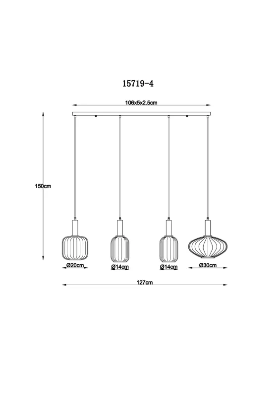 Valletta 127cm Svart Taklampe Fra Globo Lighting - &nbsp;Den mattsvarta metallstommen ger lampan en elegant och sofistikerad karakt&auml;r, medan de fyra h&auml;ngande glaskuporna i olika former och f&auml;rger &ndash; tv&aring; i varm b&auml;rnsten och tv&aring; i r&ouml;kf&auml;rgat glas &ndash; skapar en unik och levande ljusbild.