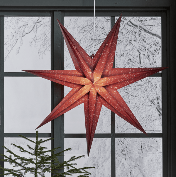 Holly Ø75 RØD Fra Star Trading - Stjernen skaper julestemning i hjemmet og har et fint perlem&oslash;nster som gir en fin gl&oslash;d.