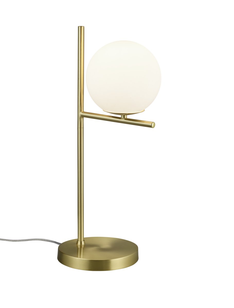 Pure 52cm Matt messing bordlampe Fra Trio Lighting - Fargekombinasjonen av matt messing med hvitt glass er tidløs og passer perfekt inn i alle boligstiler.