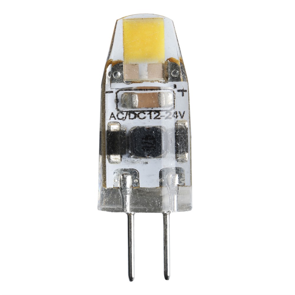 LED G4 1,1W 2500K dimbar Gjennomsiktig Fra Unison - Med en h&oslash;y CRI-verdi (90+), garanterer den utmerket fargegjengivelse, noe som gj&oslash;r den perfekt for milj&oslash;er hvor farge og lyskvalitet er avgj&oslash;rende.