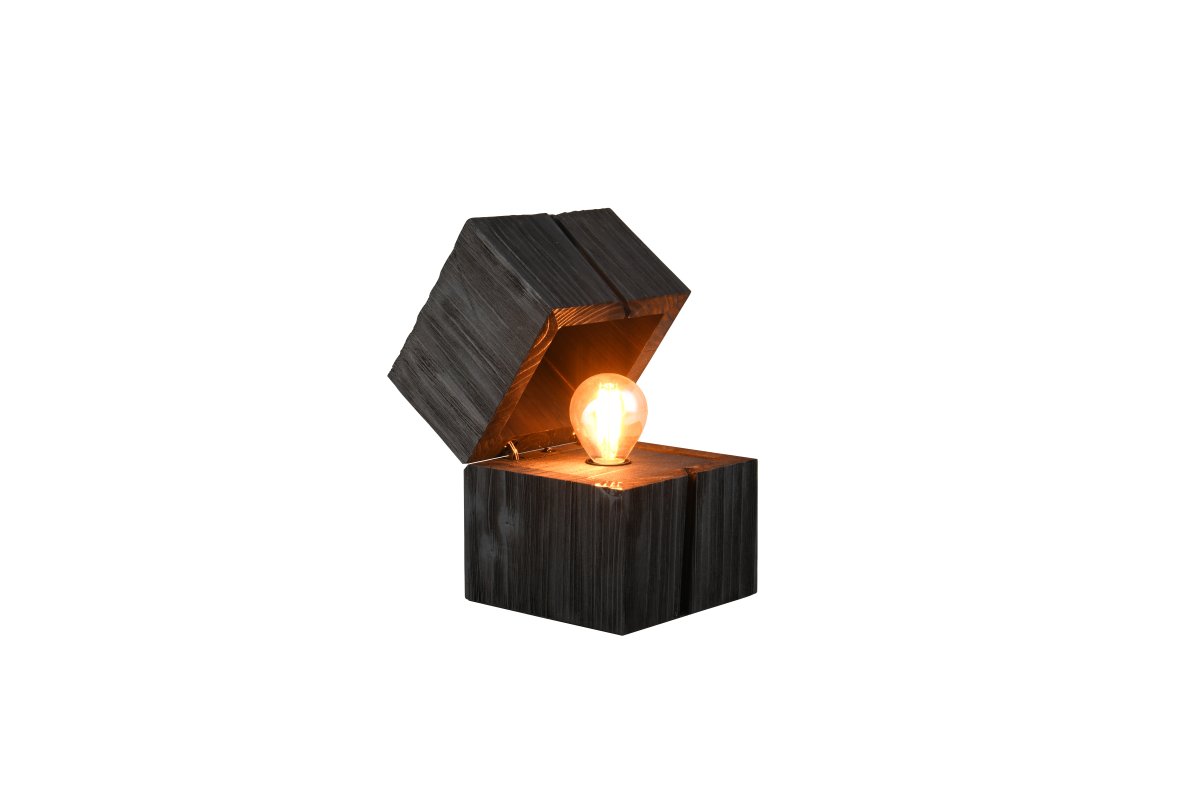 Treasure 16cm Svart bordlampe Fra Trio Lighting - En dørkontakt betyr at lampen tennes automatisk når lokket åpnes og forblir på så lenge lokket er åpent.
