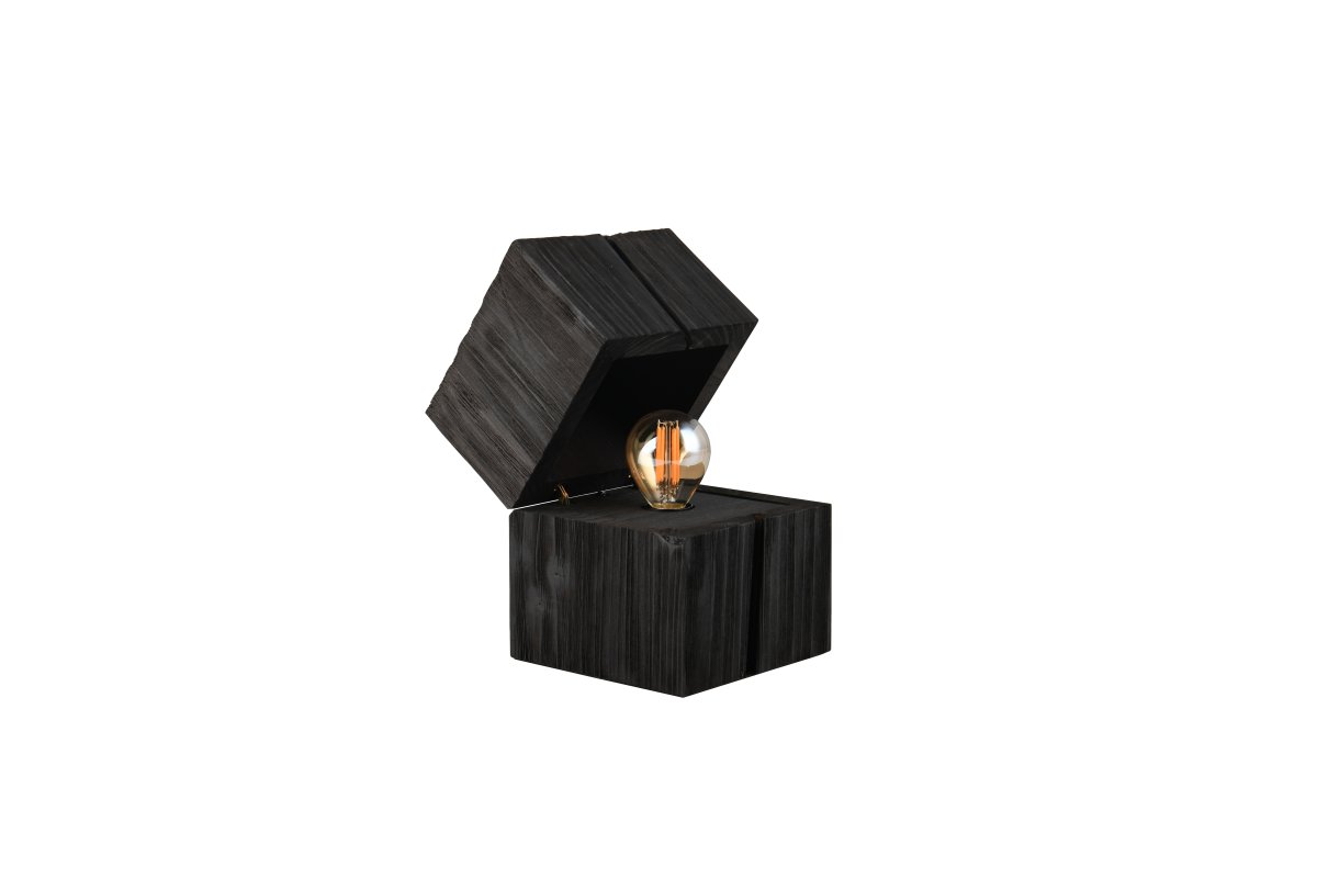 Treasure 16cm Svart bordlampe Fra Trio Lighting - En dørkontakt betyr at lampen tennes automatisk når lokket åpnes og forblir på så lenge lokket er åpent.