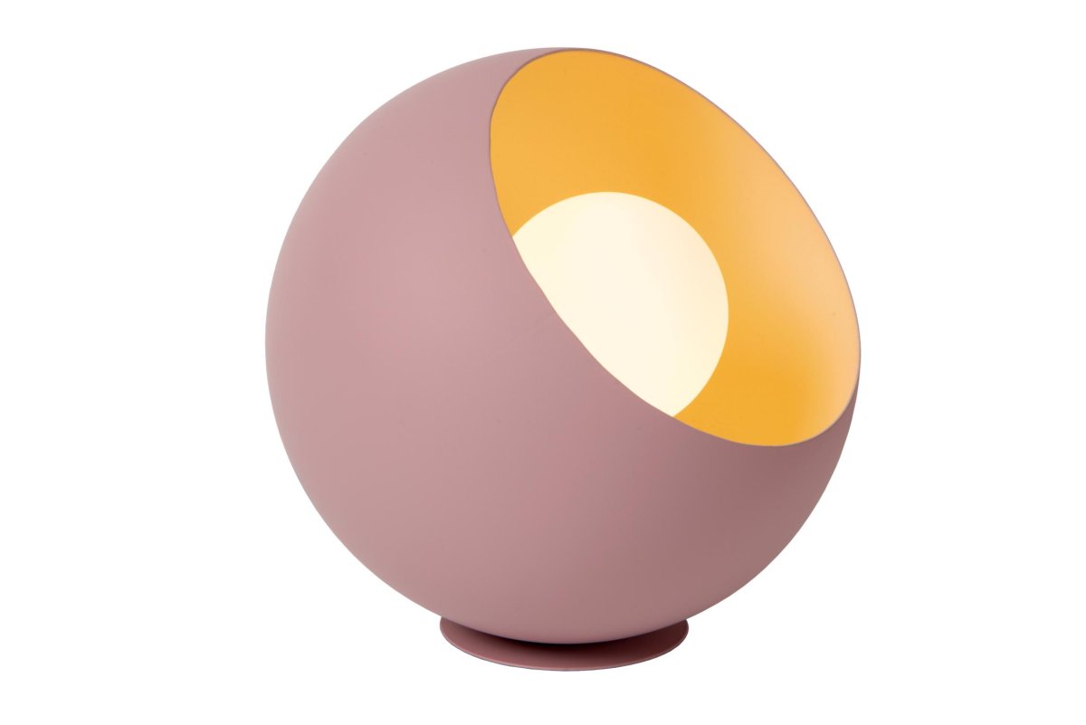 Doredos 20cm Rosa bordlampe Fra Lucide - Denne sfæriske bordlampen er laget av stål av høy kvalitet og fungerer best med en opal lyskilde som avgir en varm hvit glød, som får Doredos til å skinne på sitt sterkeste.