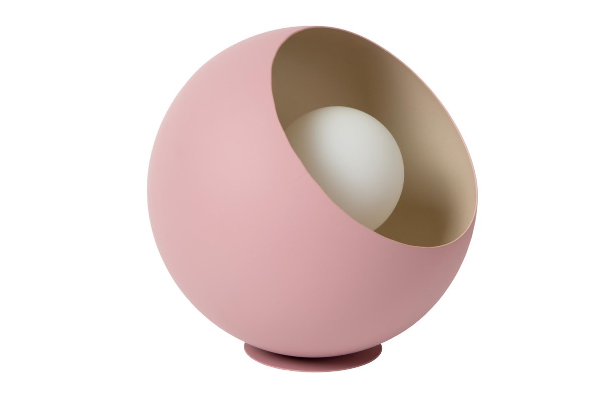 Doredos 20cm Rosa bordlampe Fra Lucide - Denne sfæriske bordlampen er laget av stål av høy kvalitet og fungerer best med en opal lyskilde som avgir en varm hvit glød, som får Doredos til å skinne på sitt sterkeste.