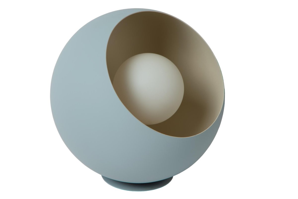 Doredos 20cm Pastellblått bordlampe Fra Lucide - Denne sfæriske bordlampen er laget av stål av høy kvalitet og fungerer best med en opal lyskilde som avgir en varm hvit glød, som får Doredos til å skinne på sitt sterkeste.