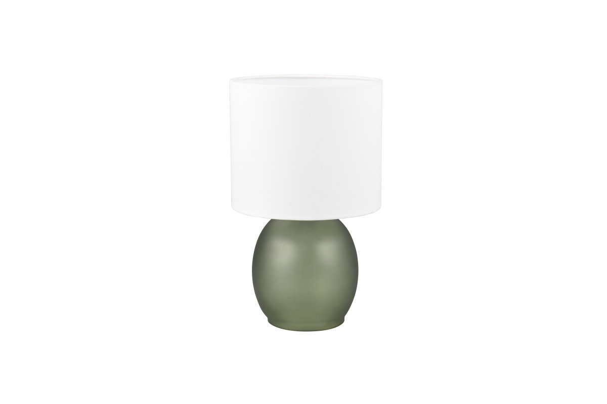 Vela 30cm Grønn bordlampe Fra Trio Lighting - Den sofistikerte fargekombinasjonen av hvitt og grønt fullfører lampens design og gir en moderne følelse, noe som gjør den til en ideell interiørdetalj i hjemmet ditt.