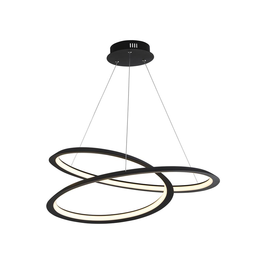 Swirl Ø60 Svart Taklampe Fra Searchlight - Høyden kan justeres slik at lampen passer til både lave og høye tak, og takket være den integrerte LED-teknologien får du energieffektiv belysning som bruker opptil 75 % mindre strøm og varer opptil 20 ganger lenger enn en tradisjonell glødepære.