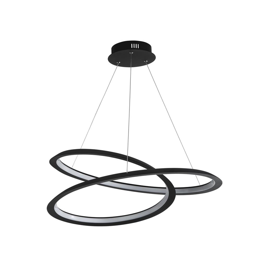 Swirl Ø60 Svart Taklampe Fra Searchlight - Høyden kan justeres slik at lampen passer til både lave og høye tak, og takket være den integrerte LED-teknologien får du energieffektiv belysning som bruker opptil 75 % mindre strøm og varer opptil 20 ganger lenger enn en tradisjonell glødepære.