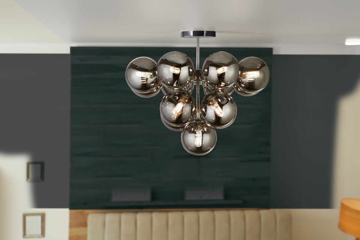 Berry Ø40 Røykfarget plafond Fra Searchlight - Dette minimalistiske anhenget er både stilig og moderne, og gir eleganse til ethvert rom i hjemmet ditt.