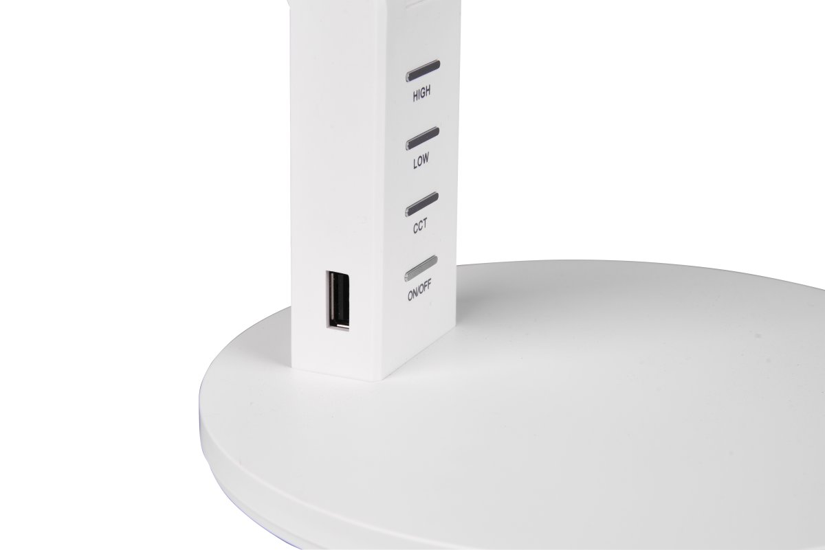 Ava 40cm Hvit skrivebordslampe Fra Trio Lighting - Bordlampen AVA med sensordimmer tilbyr fleksibel justering av både lysstyrke og lysfarge, fra varm hvit til kald hvit.