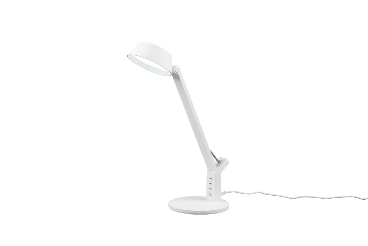 Ava 40cm Hvit skrivebordslampe Fra Trio Lighting - Bordlampen AVA med sensordimmer tilbyr fleksibel justering av både lysstyrke og lysfarge, fra varm hvit til kald hvit.