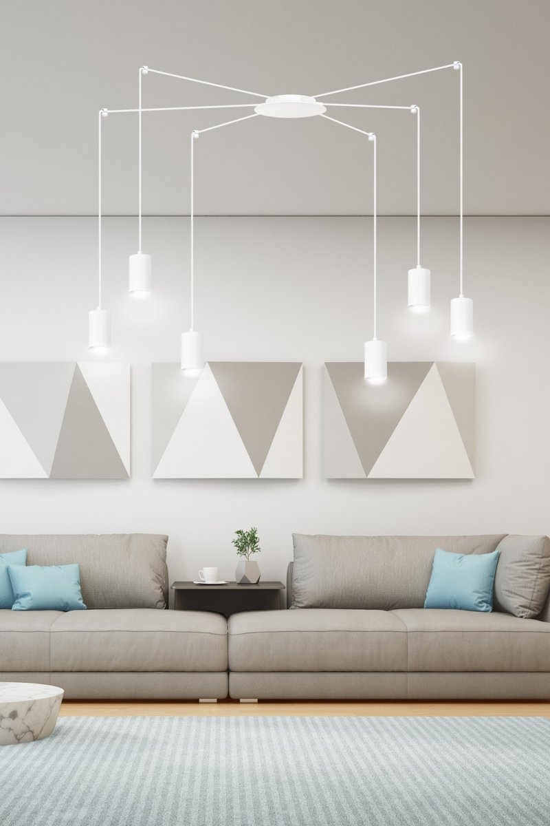 Traker 6 Hvit Taklampe Fra Emibig Lighting - Traker er en edderkopp-type taklampe som, takket være sine lange rør, gir mange muligheter.