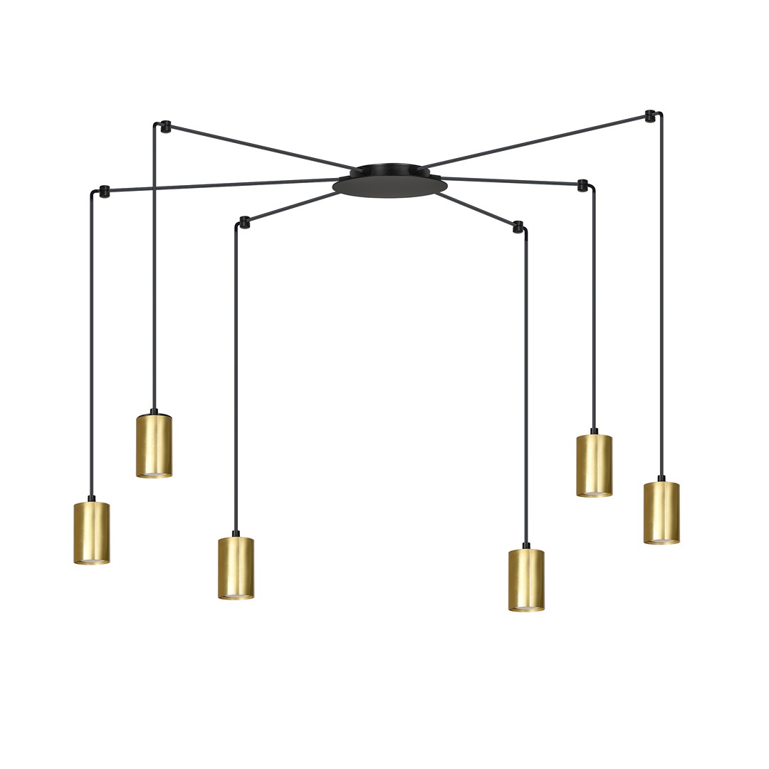 Traker 6 Gull Taklampe Fra Emibig Lighting - Traker er en edderkopp-type taklampe som, takket være sine lange rør, gir mange muligheter.