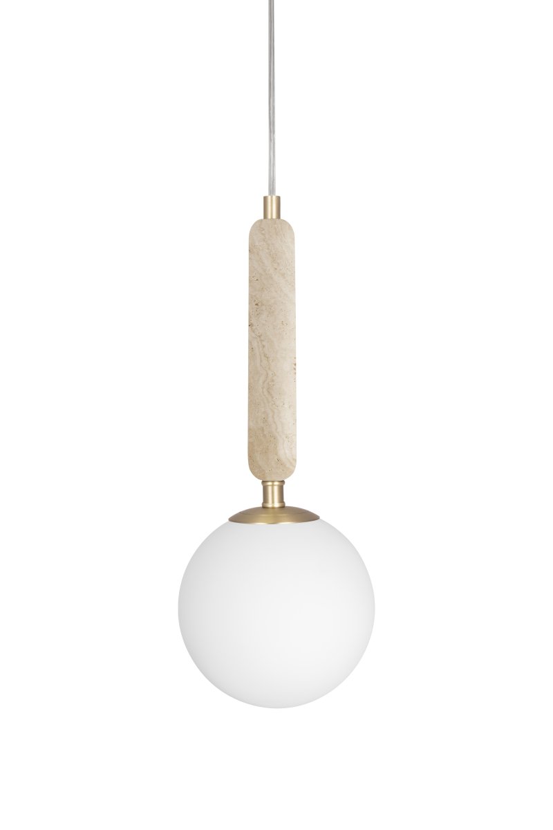 Torrano Ø15 Beige travertin vinduslampe Fra Globen Lighting - Stein er et naturlig materiale, fargen og nyansene på marmoreringen varierer og skaper et unikt mønster for hvert møbel.