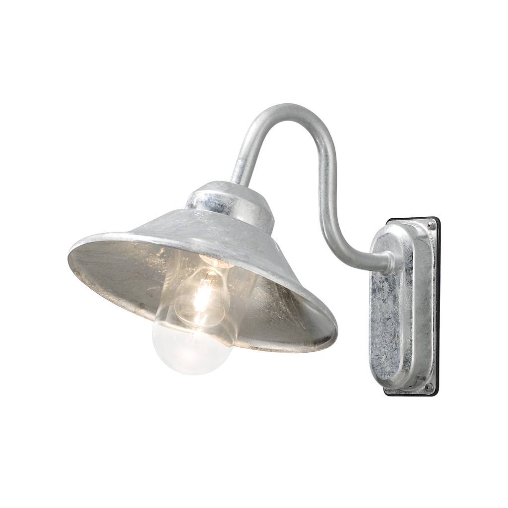 Vega Galvanisert stål utendørslampe Fra Konstsmide - Med sin klassiske form og store skygge skaper den et behagelig og rettet lys, perfekt for entréer og uteplasser.