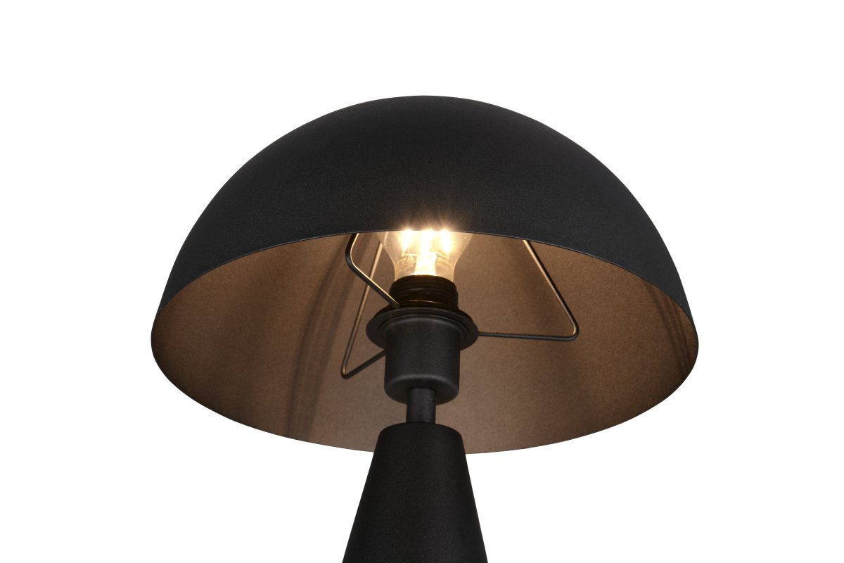 Alfie 43cm Svart bordlampe Fra Trio Lighting - Med sin elegante soppform i høykvalitets metall og matt svart overflate gir den et subtilt, nedoverrettet lys som skaper behagelig, indirekte belysning.