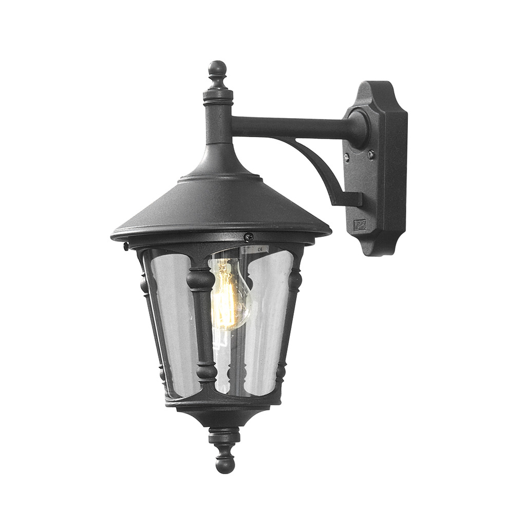 Virgo Svart utendørslampe Fra Konstsmide - Skap et imponerende førsteinntrykk og gi ytterveggen din en stilig belysningsløsning som kombinerer tradisjon med funksjonalitet!