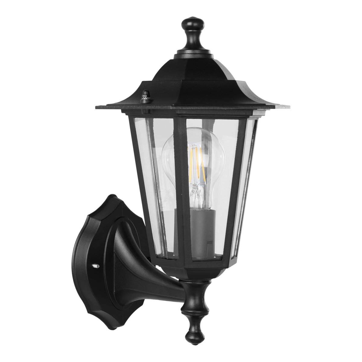 Laterna Svart utendørslampe Fra Eglo - Det klare glasset gj&oslash;r at lyskilden synes og sprer et behagelig og stemningsfullt lys.