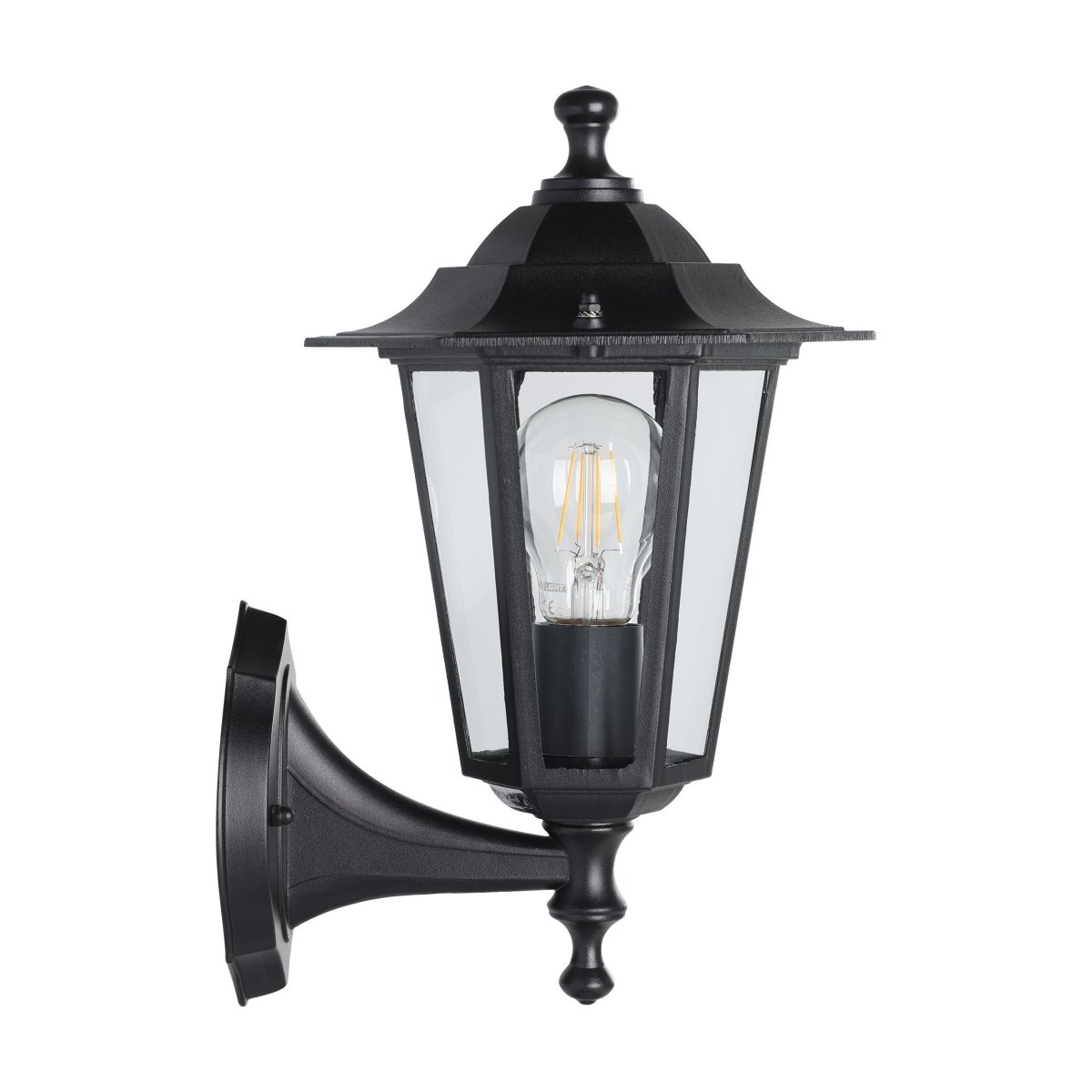 Laterna Svart utendørslampe Fra Eglo - Det klare glasset gj&oslash;r at lyskilden synes og sprer et behagelig og stemningsfullt lys.