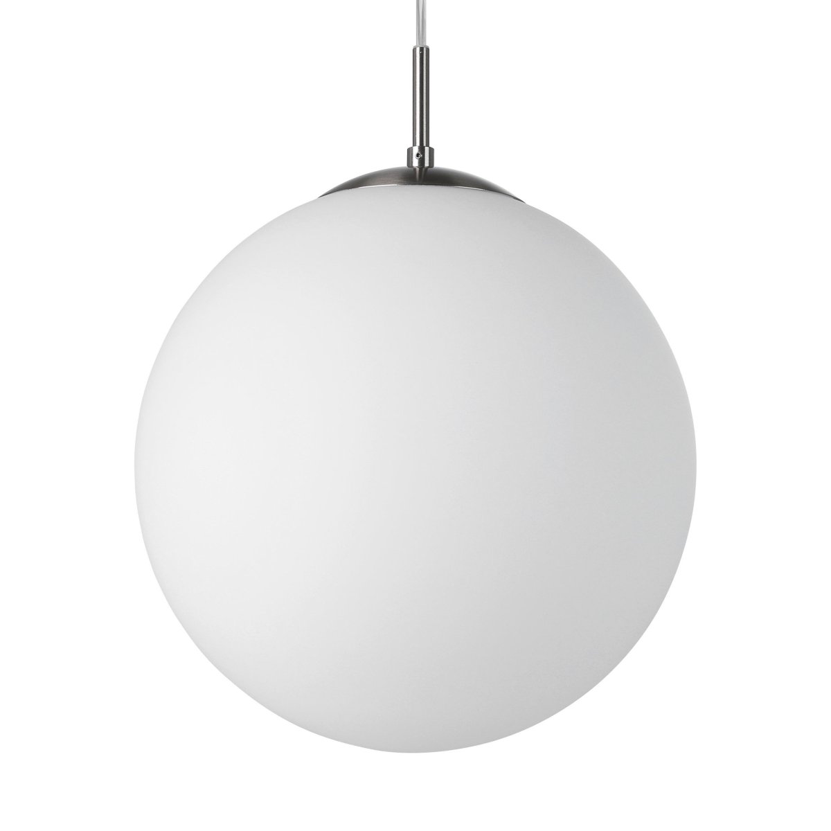 Rondo Ø30 Matt nikkel Taklampe Fra Eglo - Lampen er laget av metall med en elegant matt nikkelfinish og har en rund opalglassskjerm som sprer et mykt og jevnt lys.