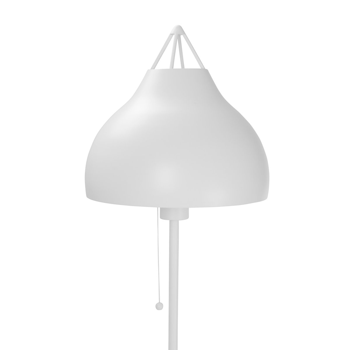 Pyra Hvit gulvlampe Fra Dyberg Larsen - Lampen er 150 cm høy med en skjerm på 29 cm i diameter og kommer med en hvit tekstilkabel.