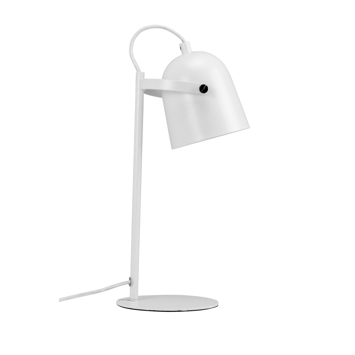 Oslo 37cm Hvit skrivebordslampe Fra Dyberg Larsen - Oslo bordlampe er tilgjengelig i en stilig hvit farge med kromdetaljer på; lampeskjermen.