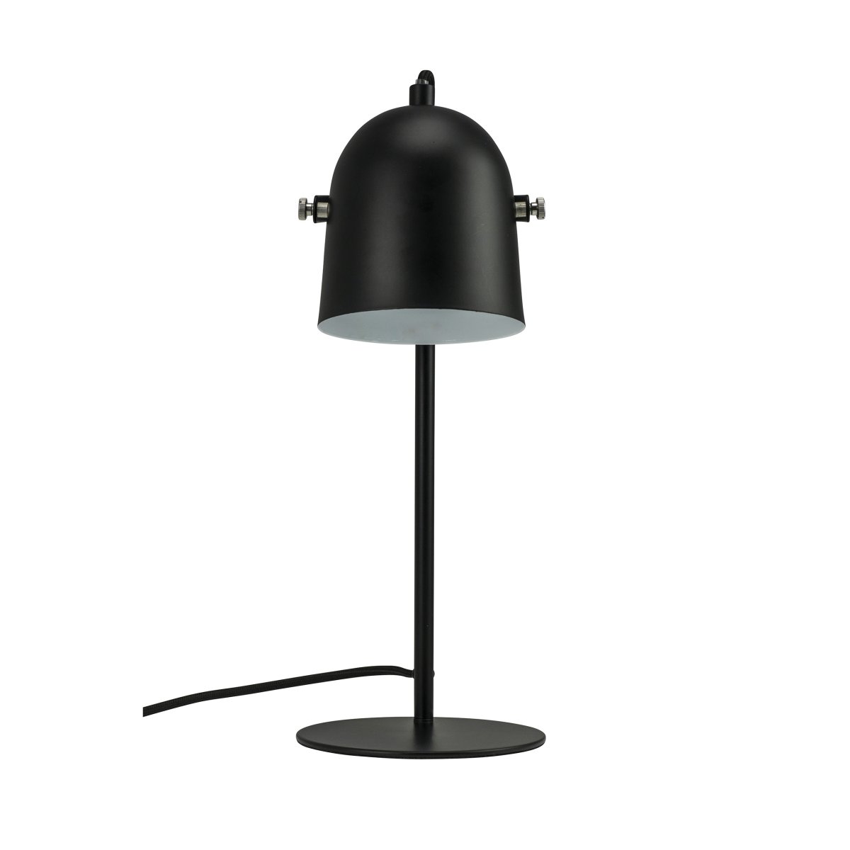 Oslo 37cm Svart skrivebordslampe Fra Dyberg Larsen - Lampen er laget i matt sort metall, og har en fleksibel lampeskjerm og en 1,6 m lang svart ledning med str&oslash;mbryter p&aring; ledningen for enkel frakobling og tilkobling.