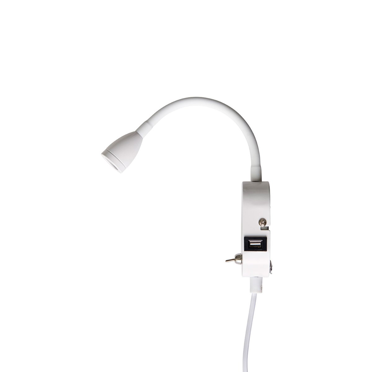 Mols Hvit leselampe Fra Dyberg Larsen - I tillegg har Mols en diskret USB-port (2A) som lar deg lade mobiltelefonen ved sengen uten ekstra ledninger som skruer.