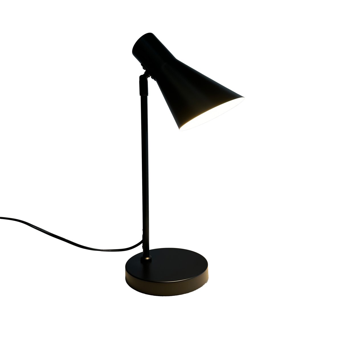 Denver 45cm Svart skrivebordslampe Fra Dyberg Larsen - Serien består av en bordlampe, en gulvlampe og en vegglampe, alle i matt sort.