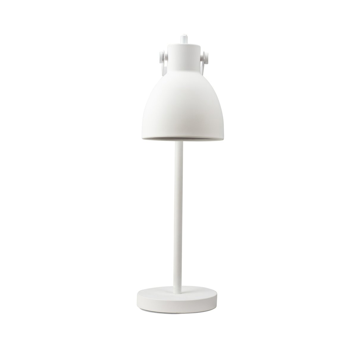 Coast 52cm Hvit skrivebordslampe Fra Dyberg Larsen - Leveres med 1,6m hvit tekstilledning med strømbryter.