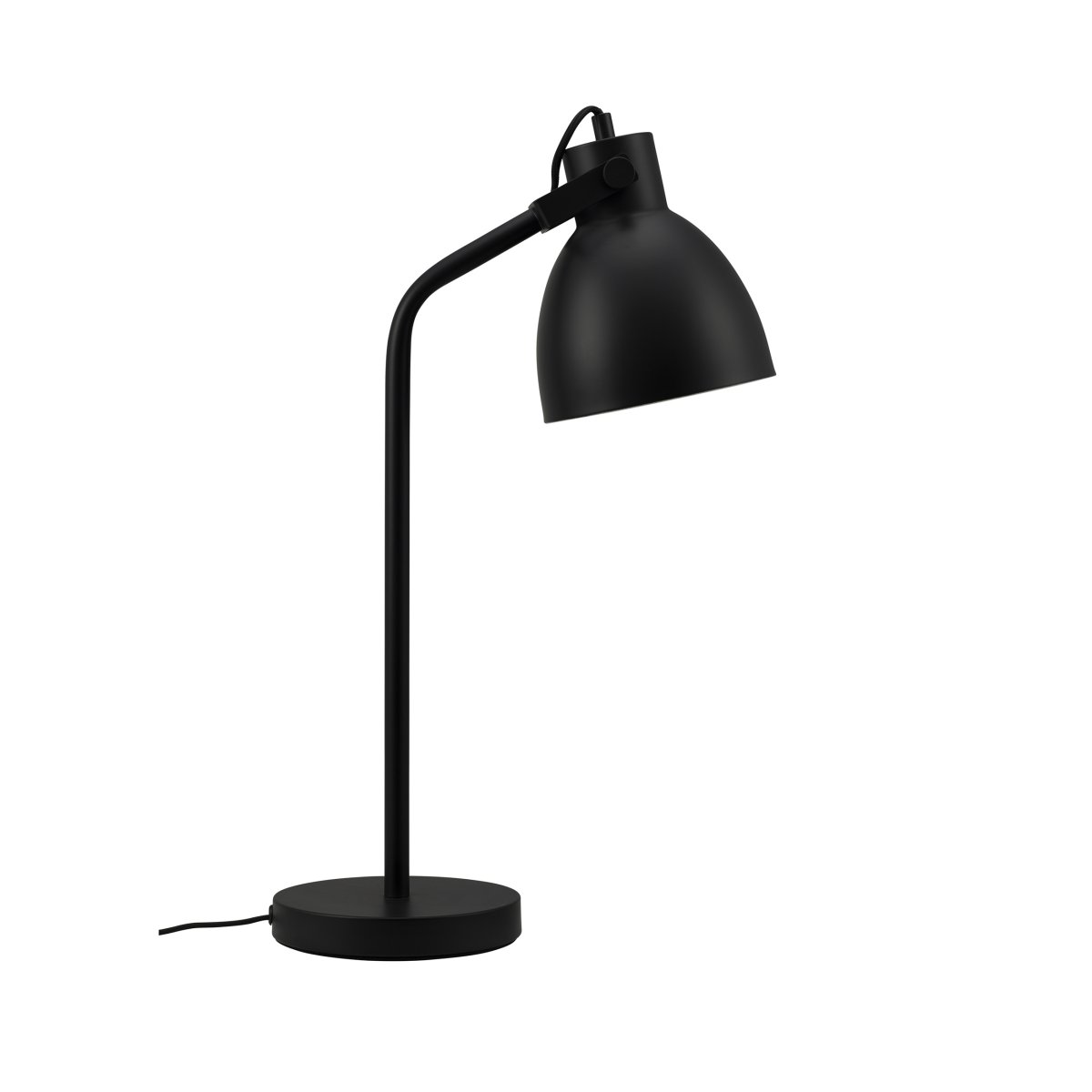 Coast 52cm Svart skrivebordslampe Fra Dyberg Larsen - Laget av metall med hvitt interiør gir den god belysning i kombinasjon med den bevegelige skjermen.